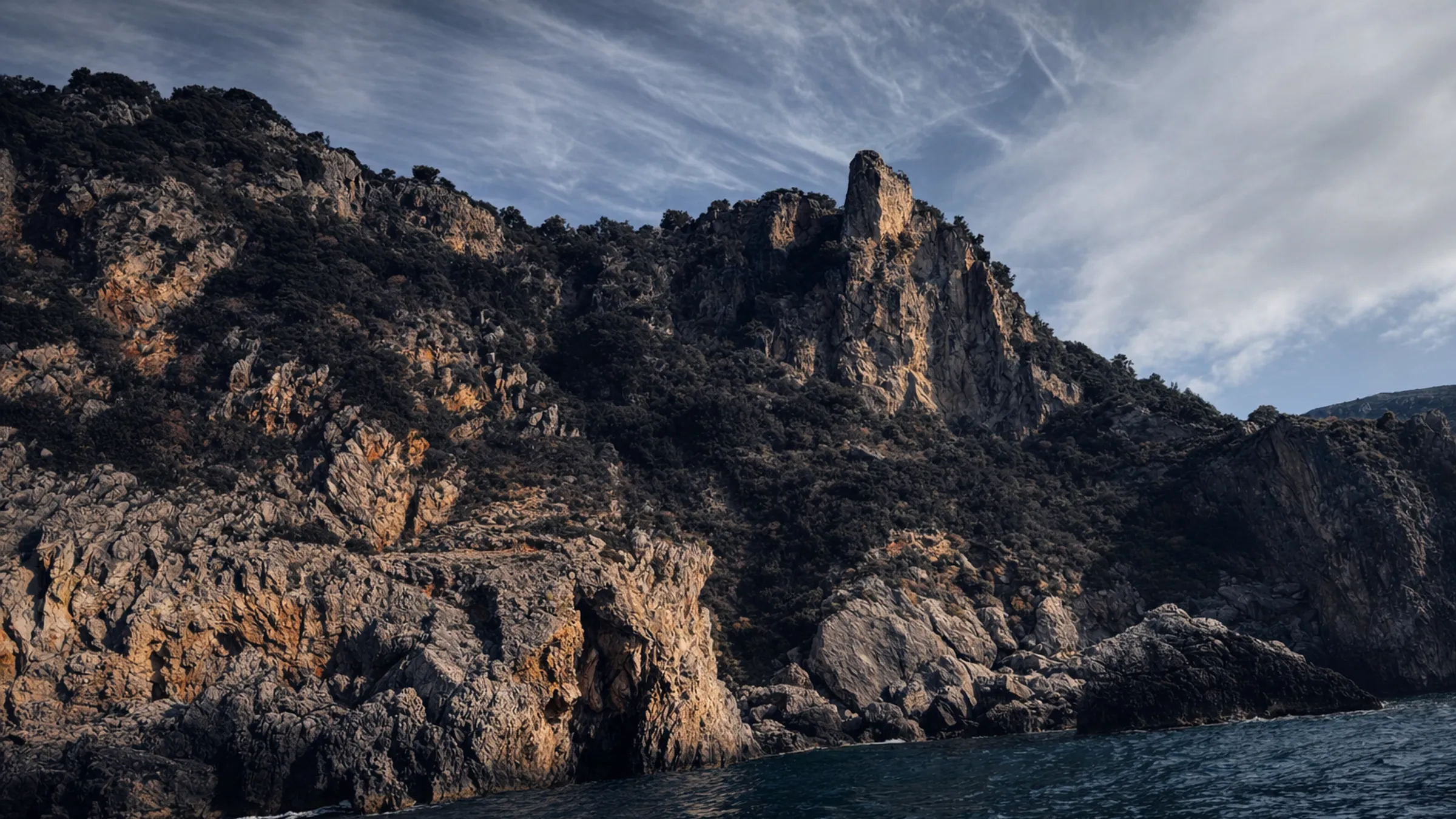 Sea cliffs dropping to the water